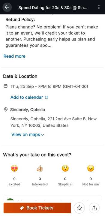 The comment section is right below primary event info.
